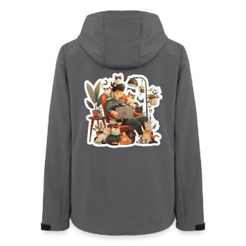 Katzenliebe Katzenbesitzer am Abend Homeoffice - Frauen Recycelte Softshelljacke von Stanley/Stella - Anthrazit - Hinten - AI Model Female 172 light (172cm)