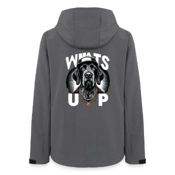 Deutsch Drahthaar Gangster Was geht ab Hund - Frauen Recycelte Softshelljacke von Stanley/Stella - Anthrazit - Hinten - AI Model Female 172 light (172cm)