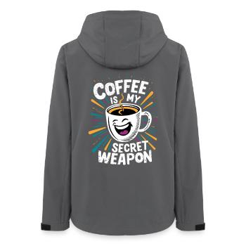 Funny Coffee Mug Saying - Women’s Recycled Softshell Jacket by Stanley/Stella - anthracite - Back - AI Model Female 172 light (172cm)