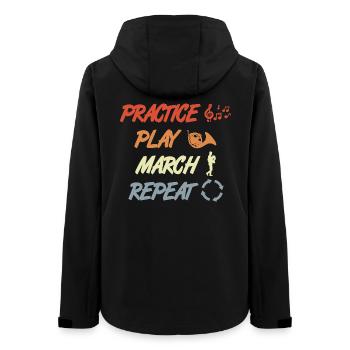 French Horn Motivation - Women’s Recycled Softshell Jacket by Stanley/Stella - black - Back - AI Model Female 172 light (172cm)