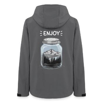 Enjoy Outdoor Natur Landschaft im Glas - Frauen Recycelte Softshelljacke von Stanley/Stella - Anthrazit - Hinten - AI Model Female 172 light (172cm)