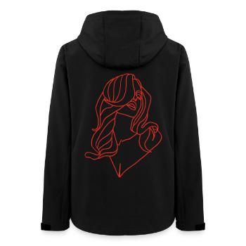 Portrait of a woman in red - Women’s Recycled Softshell Jacket by Stanley/Stella - black - Back - AI Model Female 172 light (172cm)