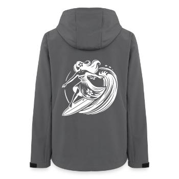 Hawaiian Surf Girl on Waves Tropical - Women’s Recycled Softshell Jacket by Stanley/Stella - anthracite - Back - AI Model Female 172 light (172cm)