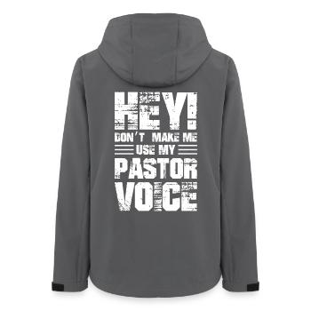 hey don't make me use my pastor voice - Women’s Recycled Softshell Jacket by Stanley/Stella - anthracite - Back - AI Model Female 172 light (172cm)