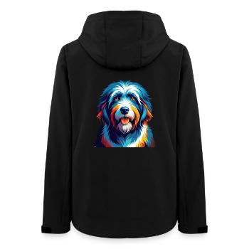 Vieux chien de berger anglais race coloré dessin animé Kawaii - Veste softshell femme recyclée Stanley/Stella - noir - Dos - AI Model Female 172 light (172cm)