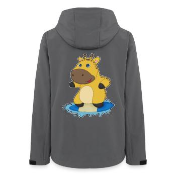 Giraffe Surfing Surfboard Summer - Women’s Recycled Softshell Jacket by Stanley/Stella - anthracite - Back - AI Model Female 172 light (172cm)