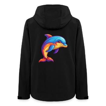 dauphin coloré kawaii dessin animé personnage clipart - Veste softshell femme recyclée Stanley/Stella - noir - Dos - AI Model Female 172 light (172cm)