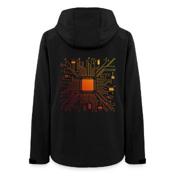 Tech Computer Motherboard Abstrakter Mikrochip - Frauen Recycelte Softshelljacke von Stanley/Stella - Schwarz - Hinten - AI Model Female 172 light (172cm)