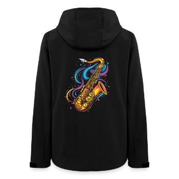 Saxophone Cartoon Look - Women’s Recycled Softshell Jacket by Stanley/Stella - black - Back - AI Model Female 172 light (172cm)