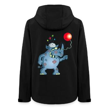 Ein Nashorn spielt Bilboquet - Frauen Recycelte Softshelljacke von Stanley/Stella - Schwarz - Hinten - AI Model Female 172 light (172cm)