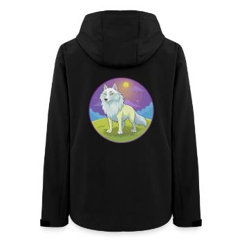 Arctic Wolf Cute Kawaii Cartoon Clipart Animal Pet - Women’s Recycled Softshell Jacket by Stanley/Stella - black - Back - AI Model Female 172 light (172cm)