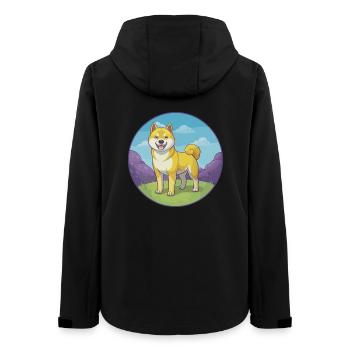Akita Dog Cute Kawaii Cartoon Clipart Animal Pet - Women’s Recycled Softshell Jacket by Stanley/Stella - black - Back - AI Model Female 172 light (172cm)