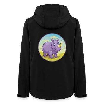 Rhino Cute Kawaii Cartoon Clipart Animal Pet - Women’s Recycled Softshell Jacket by Stanley/Stella - black - Back - AI Model Female 172 light (172cm)