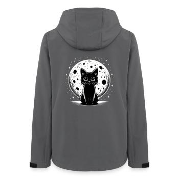 Chat noir au clair de lune : Amusement félin galactique - Veste softshell femme recyclée Stanley/Stella - charbon - Dos - AI Model Female 172 light (172cm)