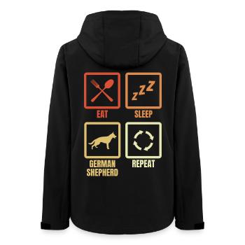 Essen Schlafen Schäferhund Wiederholen - Frauen Recycelte Softshelljacke von Stanley/Stella - Schwarz - Hinten - AI Model Female 172 light (172cm)
