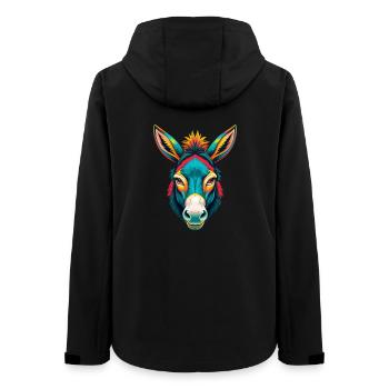 Donkey Cute Kawaii Cartoon Clipart Animal Face - Women’s Recycled Softshell Jacket by Stanley/Stella - black - Back - AI Model Female 172 light (172cm)