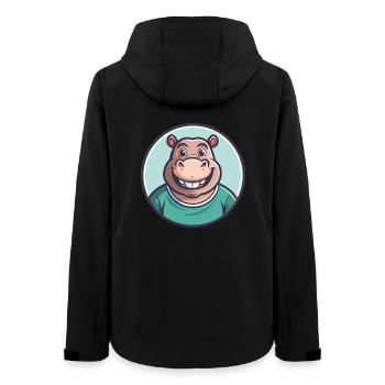 Hippo Kawaii Cartoon Character Animal Pet Face - Women’s Recycled Softshell Jacket by Stanley/Stella - black - Back - AI Model Female 172 light (172cm)