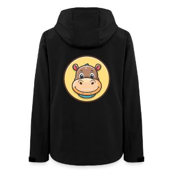 Hippo Kawaii Cartoon Character Animal Pet Face - Women’s Recycled Softshell Jacket by Stanley/Stella - black - Back - AI Model Female 172 light (172cm)