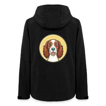 Irish Red And White Setter Dog Breed Funny Cartoon - Women’s Recycled Softshell Jacket by Stanley/Stella - black - Back - AI Model Female 172 light (172cm)