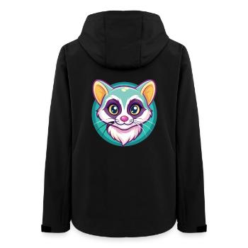 Amerikanische Ringschwanzkatzenrasse Karikatur Kawaii Tier - Frauen Recycelte Softshelljacke von Stanley/Stella - Schwarz - Hinten - AI Model Female 172 light (172cm)