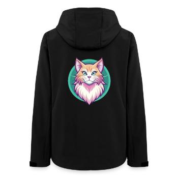 Ginger Longhair Cat Breed Cartoon Kawaii Animal - Women’s Recycled Softshell Jacket by Stanley/Stella - black - Back - AI Model Female 172 light (172cm)