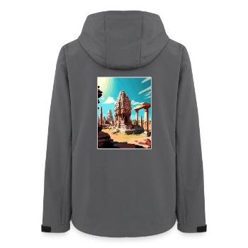 Hampi Inde Affiche de voyage Souvenir Carte Postale Peinture - Veste softshell femme recyclée Stanley/Stella - charbon - Dos - AI Model Female 172 light (172cm)