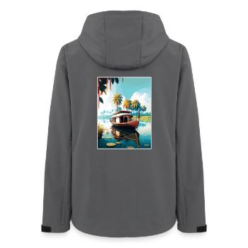 Kerala Inde Affiche de voyage Souvenir Carte Postale Peinture - Veste softshell femme recyclée Stanley/Stella - charbon - Dos - AI Model Female 172 light (172cm)