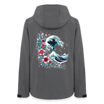 big wave off Kanagawa with flowers - Women’s Recycled Softshell Jacket by Stanley/Stella - anthracite - Back - AI Model Female 172 light (172cm)