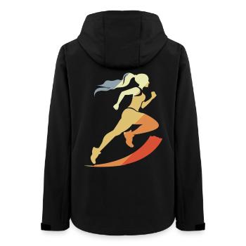 Vintage Läuferin Grafik - Frauen Recycelte Softshelljacke von Stanley/Stella - Schwarz - Hinten - AI Model Female 172 light (172cm)