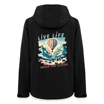 Vivez la vie au-dessus des nuages - T-shirt montgolfières - Veste softshell femme recyclée Stanley/Stella - noir - Dos - AI Model Female 172 light (172cm)