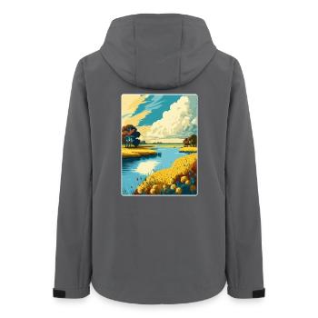 Norfolk Broads National Park Travel Poster Card - Women’s Recycled Softshell Jacket by Stanley/Stella - anthracite - Back - AI Model Female 172 light (172cm)