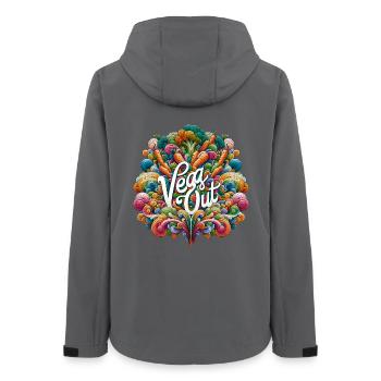 Psychedelic Vegetable Vegetarian Vegan Gift - Women’s Recycled Softshell Jacket by Stanley/Stella - anthracite - Back - AI Model Female 172 light (172cm)