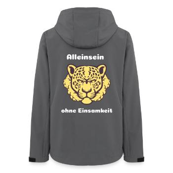 Alleinsein Ohne Einsamkeit: Leopardengeist - Frauen Recycelte Softshelljacke von Stanley/Stella - Anthrazit - Hinten - AI Model Female 172 light (172cm)