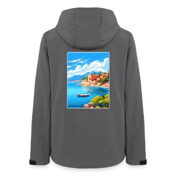 Corfou Grèce Affiche de voyage Souvenir Carte Postale Peinture - Veste softshell femme recyclée Stanley/Stella - charbon - Dos - AI Model Female 172 light (172cm)
