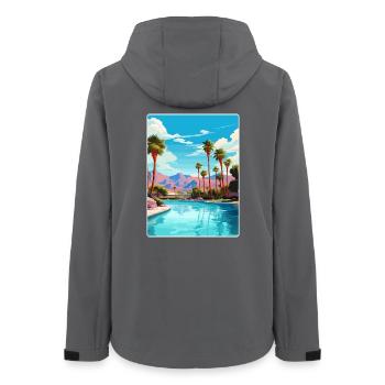 Palm Springs Kalifornien Reiseposter Souvenir WPA - Frauen Recycelte Softshelljacke von Stanley/Stella - Anthrazit - Hinten - AI Model Female 172 light (172cm)