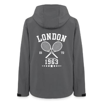 Vintage Tennis London Gegründet 1963 - Frauen Recycelte Softshelljacke von Stanley/Stella - Anthrazit - Hinten - AI Model Female 172 light (172cm)
