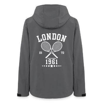 Vintage Tennis London Gegründet 1961 - Frauen Recycelte Softshelljacke von Stanley/Stella - Anthrazit - Hinten - AI Model Female 172 light (172cm)