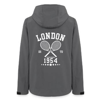 Vintage Tennis London Gegründet 1954 - Frauen Recycelte Softshelljacke von Stanley/Stella - Anthrazit - Hinten - AI Model Female 172 light (172cm)