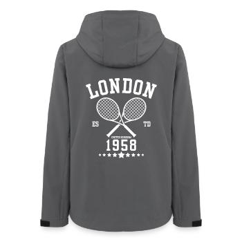 Vintage Tennis London Gegründet 1958 - Frauen Recycelte Softshelljacke von Stanley/Stella - Anthrazit - Hinten - AI Model Female 172 light (172cm)
