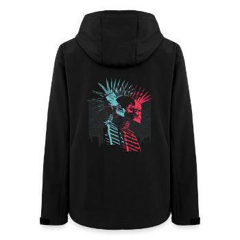 Neon Punk Rock Schädel City Skyline - Frauen Recycelte Softshelljacke von Stanley/Stella - Schwarz - Hinten - AI Model Female 172 light (172cm)