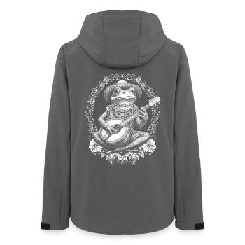 Grenouille avec Guitare Banjo Fleurs Cottagecore Naturel - Veste softshell femme recyclée Stanley/Stella - charbon - Dos - AI Model Female 172 light (172cm)