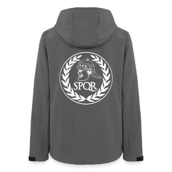 Tête de mort empire romain (blanc) - Veste softshell femme recyclée Stanley/Stella - charbon - Dos - AI Model Female 172 light (172cm)