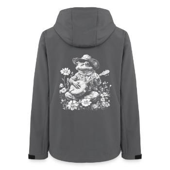 Cottagecore Nature Grenouille avec Guitare Banjo Fleurs - Veste softshell femme recyclée Stanley/Stella - charbon - Dos - AI Model Female 172 light (172cm)