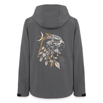 Horus Falke & Mond - Magisches Herbstdesign - Frauen Recycelte Softshelljacke von Stanley/Stella - Anthrazit - Hinten - AI Model Female 172 light (172cm)