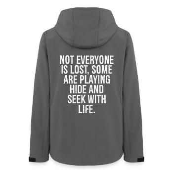 not everyone is lost some are playing hide, seek - Veste softshell femme recyclée Stanley/Stella - charbon - Dos - AI Model Female 172 light (172cm)