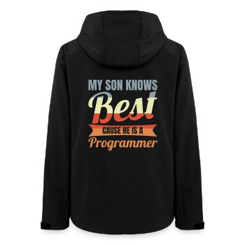 My Son Knows Best He Is A Programmer - Frauen Recycelte Softshelljacke von Stanley/Stella - Schwarz - Hinten - AI Model Female 172 light (172cm)