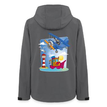 sun, sea, plane, boat lighthouse and seagull - Women’s Recycled Softshell Jacket by Stanley/Stella - anthracite - Back - AI Model Female 172 light (172cm)