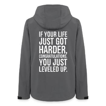 If your life just got harder congratulation - Women’s Recycled Softshell Jacket by Stanley/Stella - anthracite - Back - AI Model Female 172 light (172cm)
