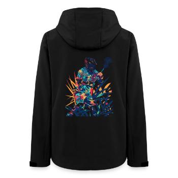 Lacrosse Spieler Comic Look - Frauen Recycelte Softshelljacke von Stanley/Stella - Schwarz - Hinten - AI Model Female 172 light (172cm)