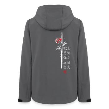 Schwert Rose Japan Schriftzeichen Geschenk - Frauen Recycelte Softshelljacke von Stanley/Stella - Anthrazit - Hinten - AI Model Female 172 light (172cm)